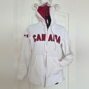 HBC Hudsons Bay Canada Olympic Team White Zip-Up Hoodie Sweater Size Medium